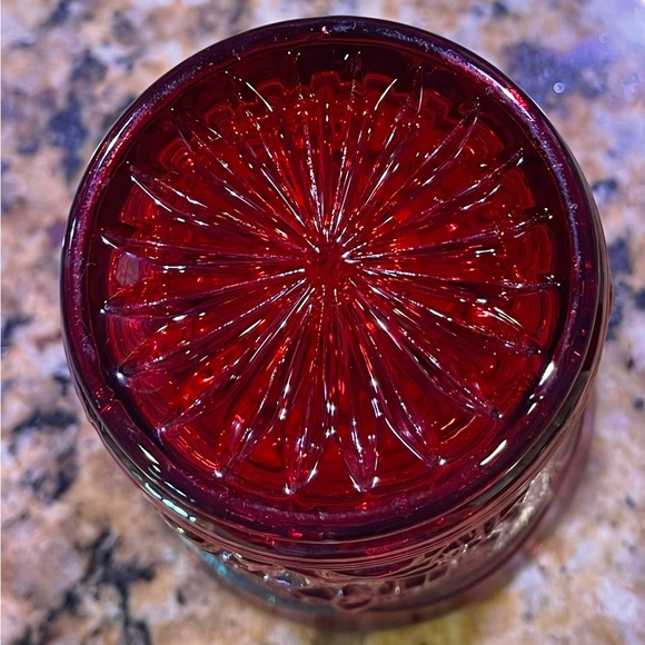 Carnival Glass Tumbler 
Field Flower Pattern 
Red Iridescent Color - Picture 6 of 6